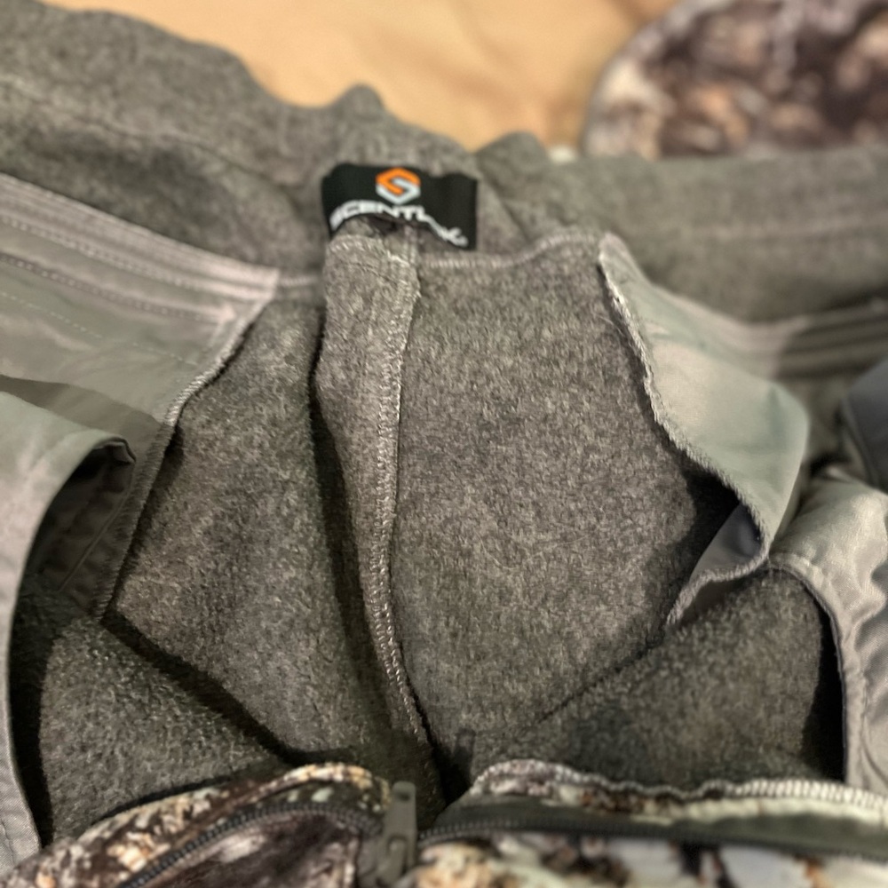 Gray Fleece Jacket with Camouflage Details